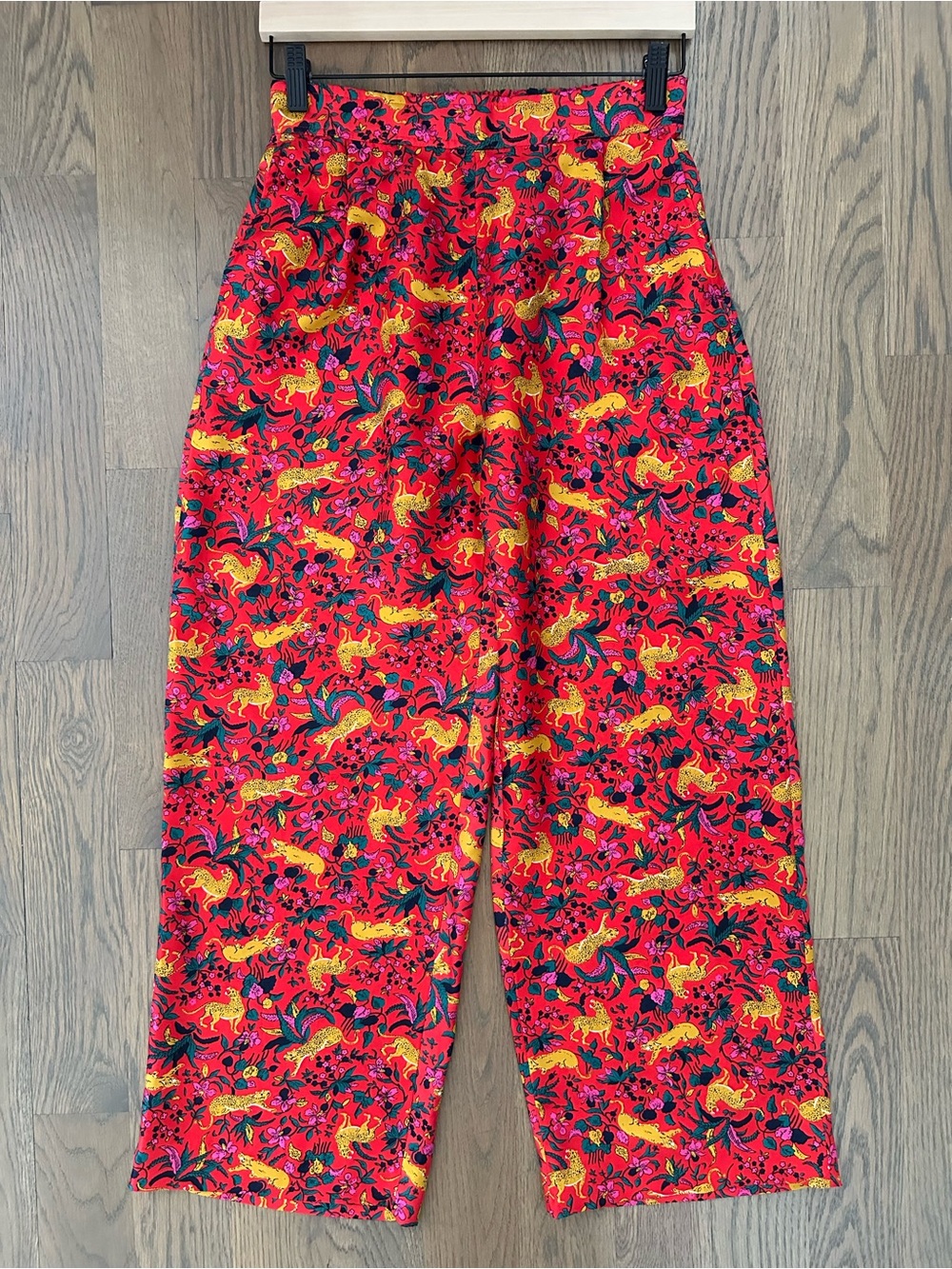 J. Crew Collection Silk Twill Jungle Cat Floral Pull On Pant Red Multi 2 / XS